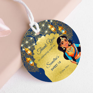 Mädchen im indischen Stil Geburtstagsparty danke Geschenkanhänger