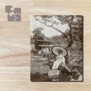 Mädchen im japanischen Zen-Garten Puzzle