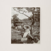 Mädchen im japanischen Zen-Garten Puzzle (Vertikal)