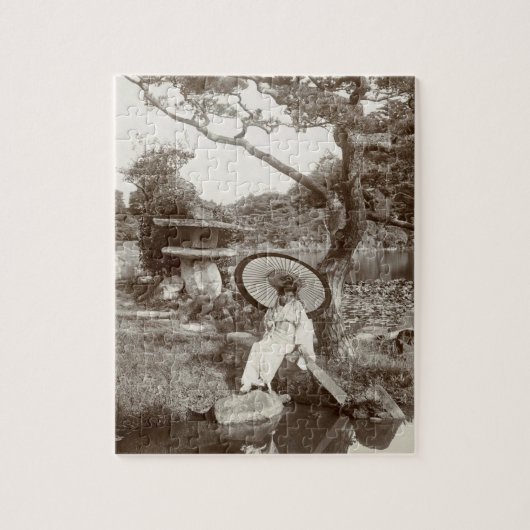 Mädchen im japanischen Zen-Garten Puzzle (Vertikal)