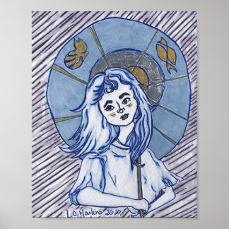 Mädchen im Parasol Poster