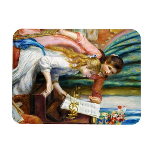 Mädchen im Piano Pierre Auguste Renoir Gemälde Magnet (Horizontal)