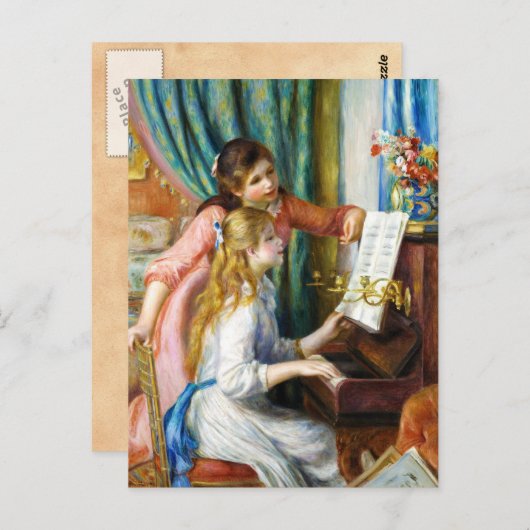Mädchen im Piano Pierre Auguste Renoir Gemälde Postkarte (Vorne/Hinten)