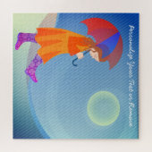 Mädchen im Regen Moderner Niedlicher, individuelle Puzzle (Horizontal)