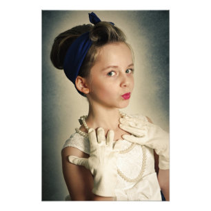 Mädchen im retro Vintage-Stil Fotodruck