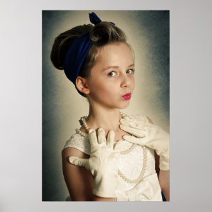 Mädchen im retro Vintage-Stil Poster