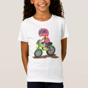 Mädchen im Rosa, das einen Fahrrad-Mädchen-T - T-Shirt