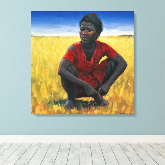 Mädchen im Rot 1992 Leinwanddruck (Insitu (Holzboden))