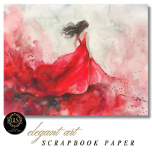 Mädchen im roten Kleid Aquarell-Scrapbook-Papier
