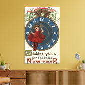 Mädchen im Roten Sitzen auf Uhr Leinwanddruck (Insitu (Wohnzimmer))