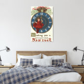 Mädchen im Roten Sitzen auf Uhr Leinwanddruck (Insitu (Schlafzimmer))