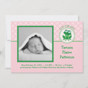 Mädchen im Schaltjahr Foto Geburtsankündigung Einl Ankündigung