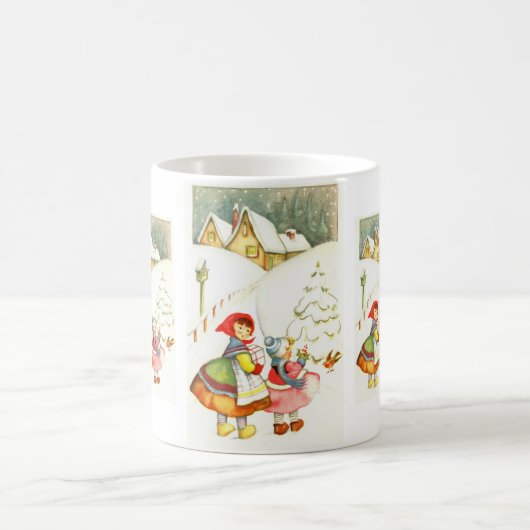Mädchen im Schnee Kaffeetasse (Mittel)