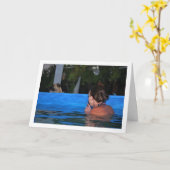 Mädchen im Schwimmbad Karte (Gelbe Blume)
