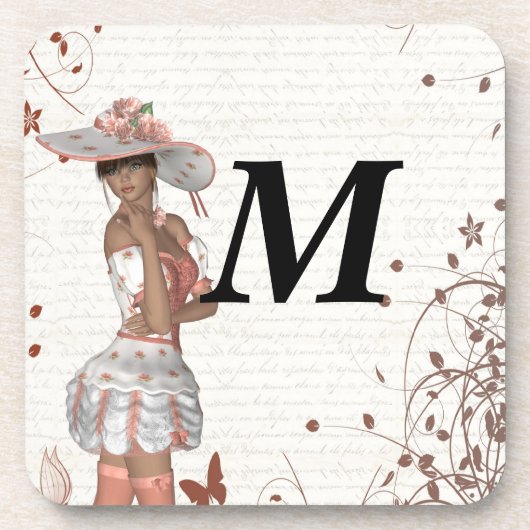 Mädchen im Sommerhut Getränkeuntersetzer (Vorderseite)