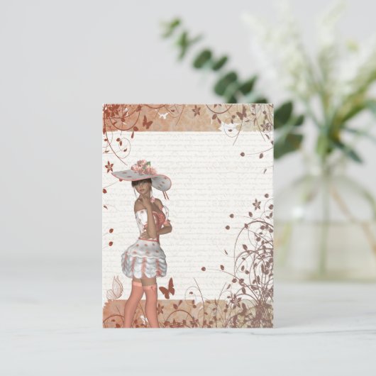 Mädchen im Sommerhut Postkarte (Stehend Vorderseite)