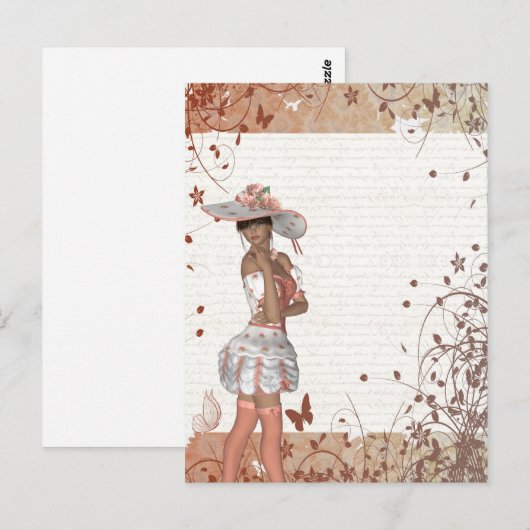 Mädchen im Sommerhut Postkarte (Vorne/Hinten)