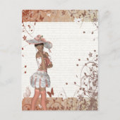 Mädchen im Sommerhut Postkarte (Vorderseite)