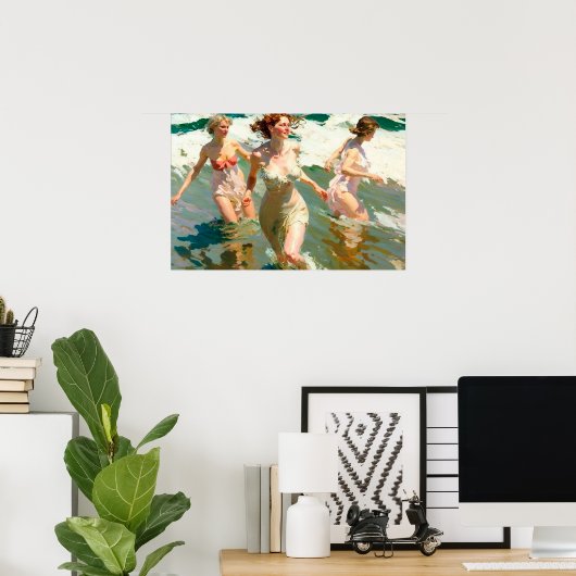 Mädchen im Surfen Poster (Heimbüro)