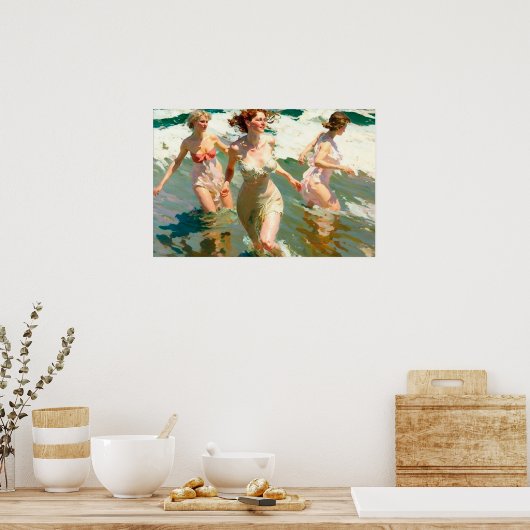 Mädchen im Surfen Poster (Küche)