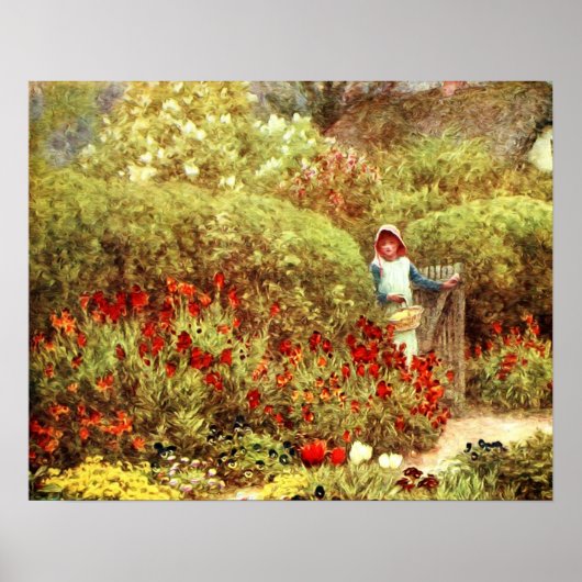 Mädchen im üppigen viktorianischen Garten Poster (Vorne)