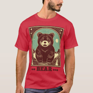 Mädchen im Vintage-Bär-Stil T-Shirt