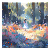 Mädchen im Wald als Impressionismus Fotodruck (Vorne)