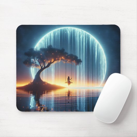 Mädchen im Wasserfall Mousepad (Mit Mouse)