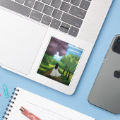 Mädchen im weißen Kleid Aufkleber (Laptop mit iPhone)
