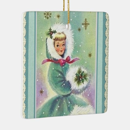 Mädchen im Winter Coat Retro Ornament (Rechts)