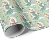 Mädchen im Winter Coat Retro Weihnachtswrapping Pa Geschenkpapier (Rolleneckpunkt)