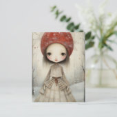 Mädchen im Winterwald Postkarte (Stehend Vorderseite)