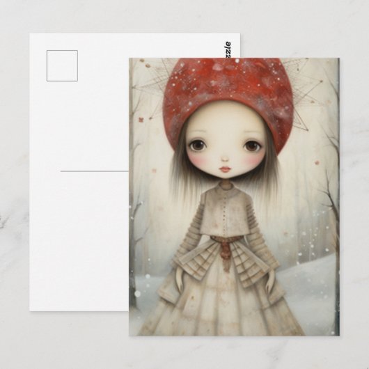 Mädchen im Winterwald Postkarte (Vorne/Hinten)