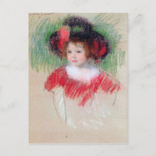 Mädchen in Big Bonnett und Red Dress, Mary Cassatt Postkarte