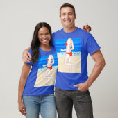 Mädchen in Bikini auf der Strandmalerei T-Shirt (Unisex)