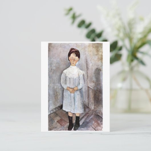 Mädchen in Blau, Modigliani Postkarte (Stehend Vorderseite)
