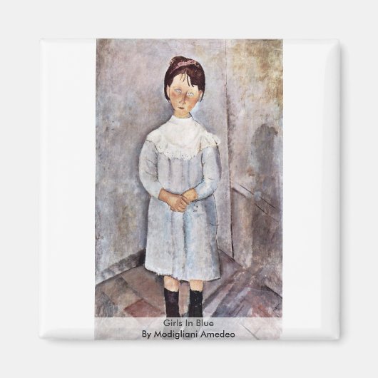 Mädchen in Blau von Modigliani Amedeo Magnet (Vorne)