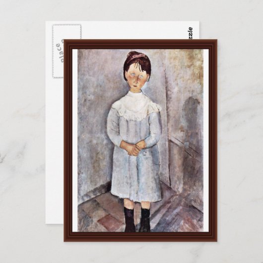 Mädchen in Blau von Modigliani Amedeo Postkarte (Vorne/Hinten)