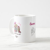 Mädchen in Bliss mit Büchern und Kaffee in der Bib Kaffeetasse (Vorderseite Links)