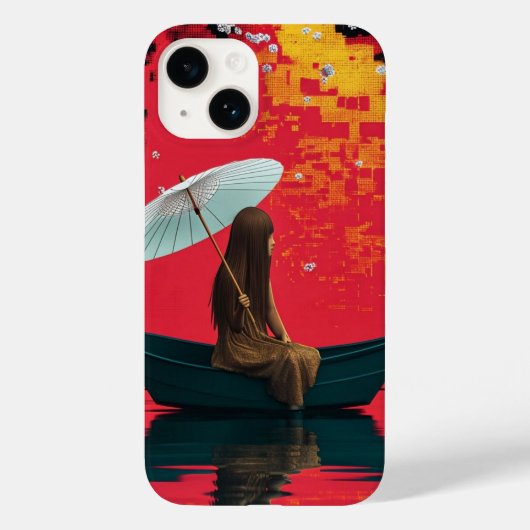 Mädchen in Boat Under Soft Light iPhone Case (Rückseite)