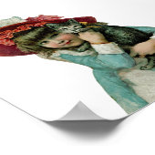 Mädchen in Bonnet mit Christmas Kitten Poster (Ecke)