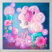 Mädchen in Bubblebath mit Kerzen und Rose Poster (Vorne)