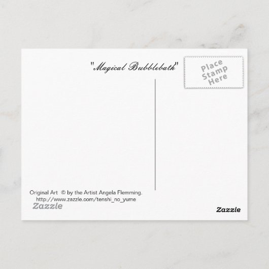 Mädchen in Bubblebath mit Kerzen und Rose Postkarte (Rückseite)