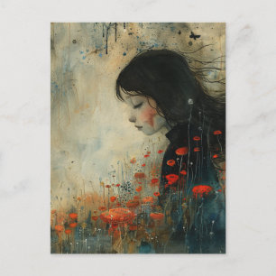 Mädchen in den Blumen Postkarte