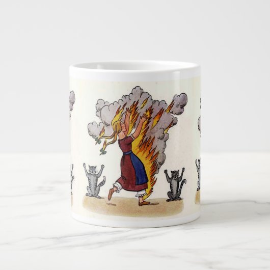 Mädchen in den Flammen von Struwwelpeter Jumbo-Tasse (Vorderseite)