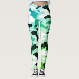 Mädchen in der Mode Green Blue Black & White Army Leggings
