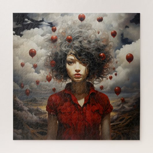 Mädchen in der roten Modernen Kunst Puzzle (Vertikal)