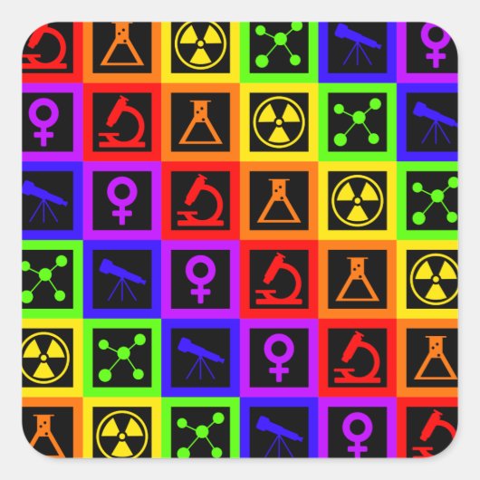 Mädchen in der Wissenschaft Quadratischer Aufkleber (Vorderseite)