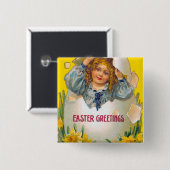 Mädchen in Ei-Ostern-Knopf Button (Vorne & Hinten)