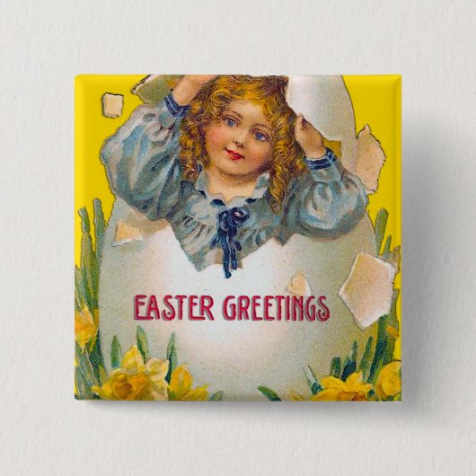 Mädchen in Ei-Ostern-Knopf Button (Vorderseite)